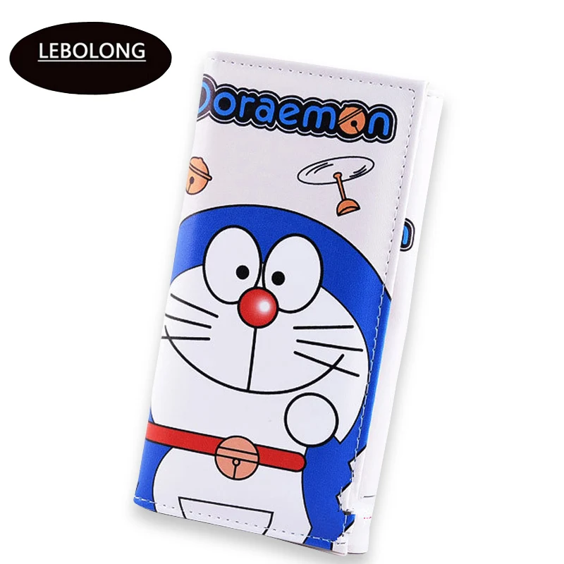 

2019 New Fashion Doraemon Printed Women's Wallets Multi-pattern Tow fold Lady's Purse Multifunction Notecase Long Zipper Purse