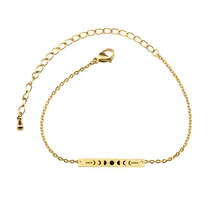 10 шт., золотой цвет, с гравировкой, в горошек, защита от солнца, фаза Луны, лунное затмение, тонкие браслеты для женщин, космическая галактика, Очаровательная цепочка из нержавеющей стали