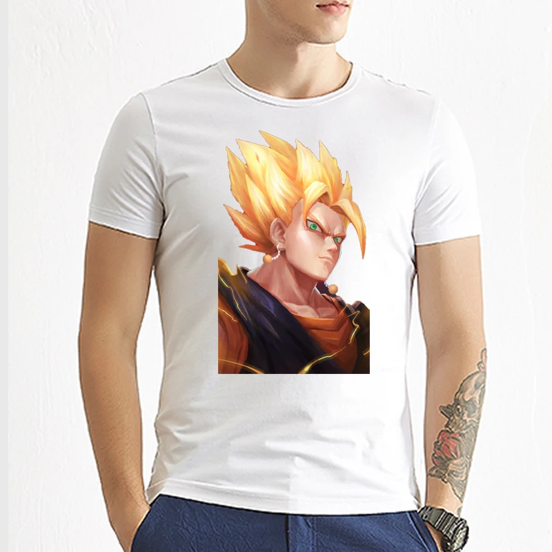 Новые летние печати 2017 Dragon Ball 3D Футболка мужская Гоку Вегета Мода Аниме Off White