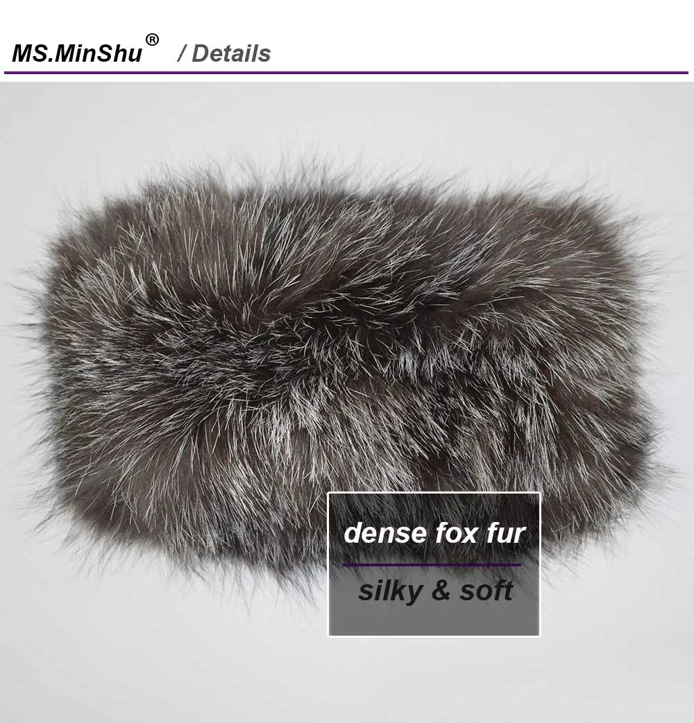 fox fur headband details