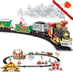Новинка 2019 года свет звуковой эффект Санта Клаус моделирование ретро Трек Автоматический Малый игрушечный поезд детский день подарки
