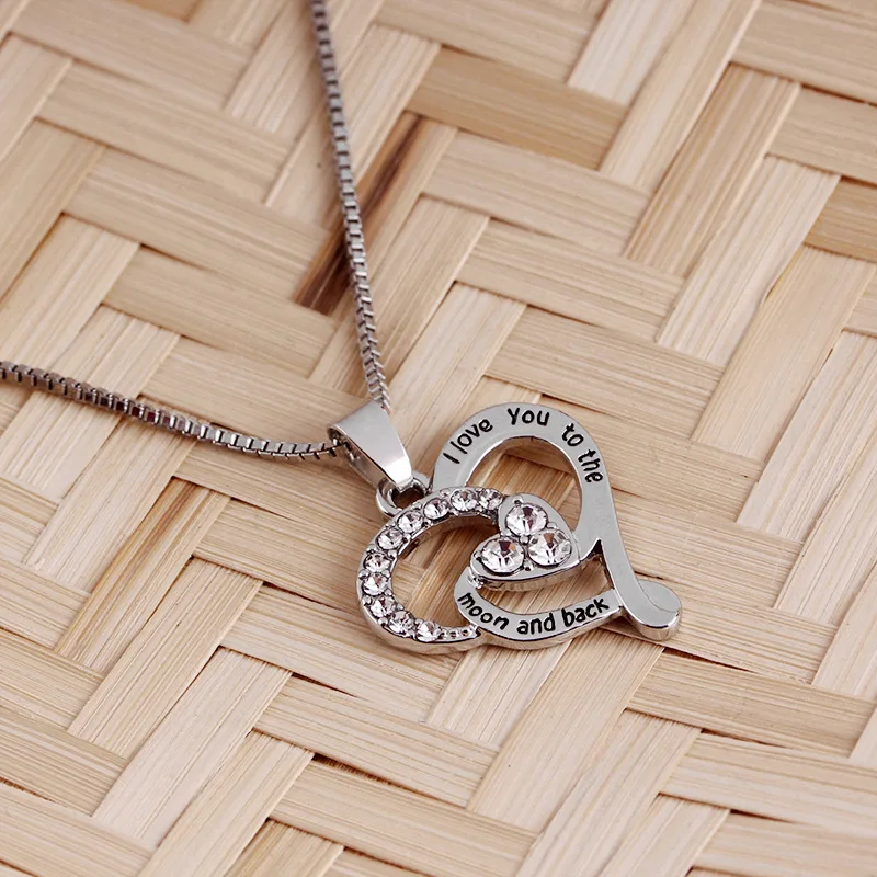 Модные ожерелья с кулоном i love you to the moon and back подвески в виде сердца женские чокер
