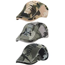 Стиль камуфляжные козырьки регулируемые буквы вышивка гольф вождения берет пряжка камуфляж плоские шапки унисекс