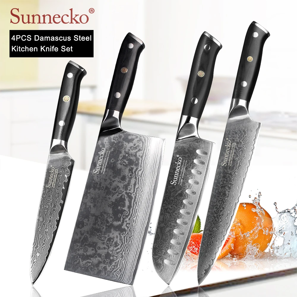 Набор кухонных ножей SUNNECKO из 4 предметов дамасский нож шеф повара для нарезки