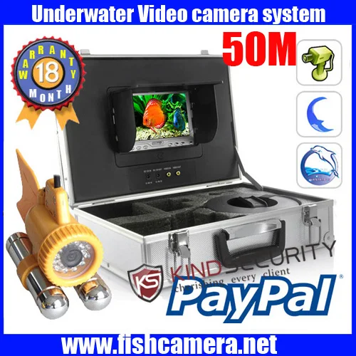 Freeship 50m waterproof underwater video camera for Live Real Time recorder IR unwater fish camera with