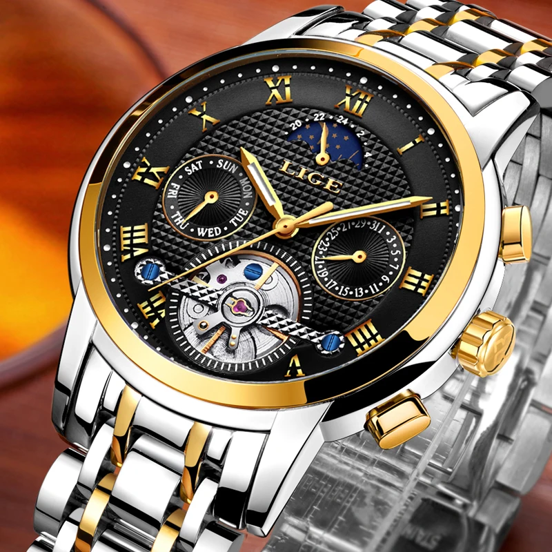 2018 ييج أزياء رجالي ساعات الأعلى العلامة التجارية الفاخرة التلقائي الميكانيكية ووتش الرجال للماء الرياضة الساعات رجل Relogio Masculino