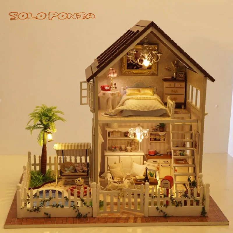 

DIY Wooden House Miniaturas with Furniture DIY Miniature House Dollhouse Toys for Children Christmas and Birthday Gifts