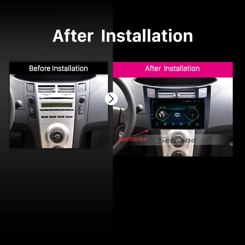 Top Seicane Android 8.1 9" 2Din Car Radio Stereo GPS Navi For Toyota Yaris 2008-2011 Multimedia Player support Wifi OBD2 TPMS DVR 4