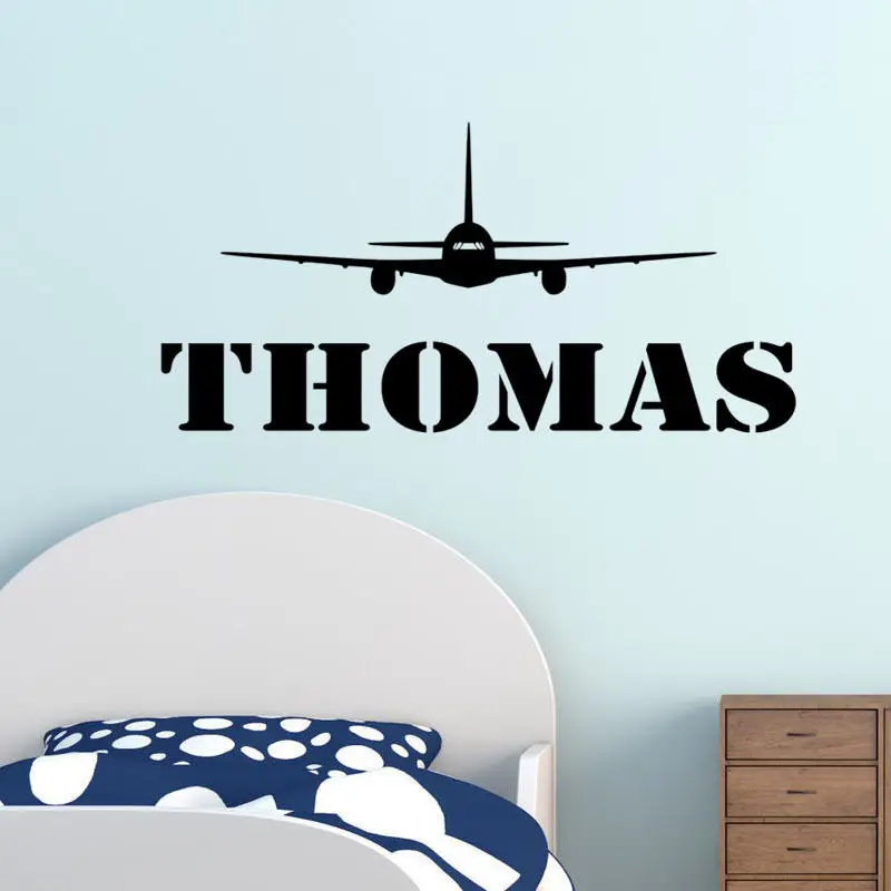 

Personalized Name Vinyl Wall Decals Home Decor Living Room Removable Art Decal Mural Airplane Wall Sticker Boys Bedroom ZA582