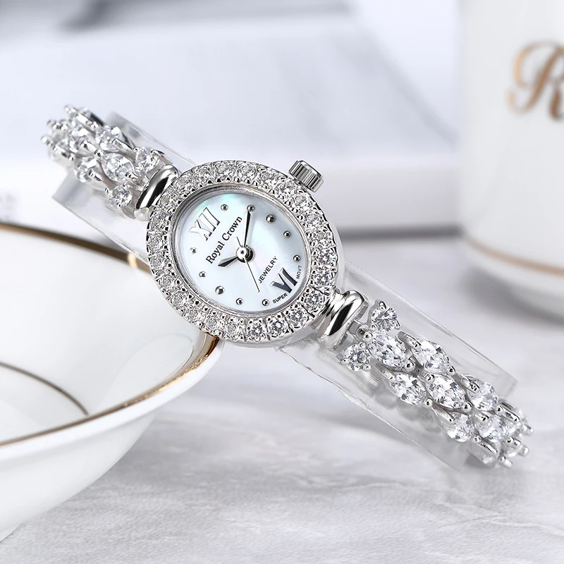 Королевская корона женские часы Япония кварцевые часы Модные Изящные Браслет ремешок в виде ракушки Роскошные Стразы Bling подарок для девушки