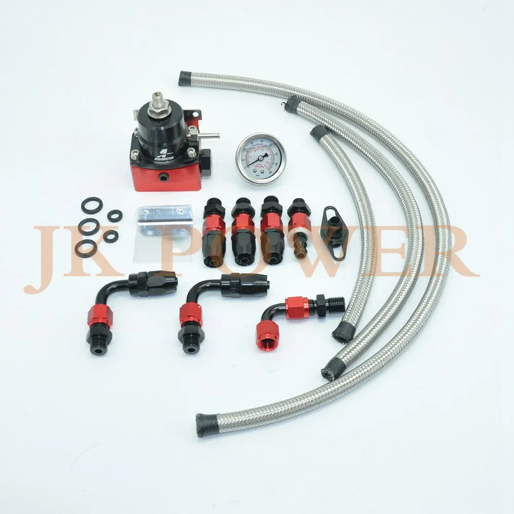 HB Universal Adjustable Fuel Pressure Regulator Kits 160psi Gauge AN6