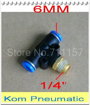 

100PCS/LOT APB / PB 6-02 Male Branch Tee 3 Way T Quick Fitting One Touch Air Fitting Nylon Pipe Joint 6mm Tube 1/4" Thread
