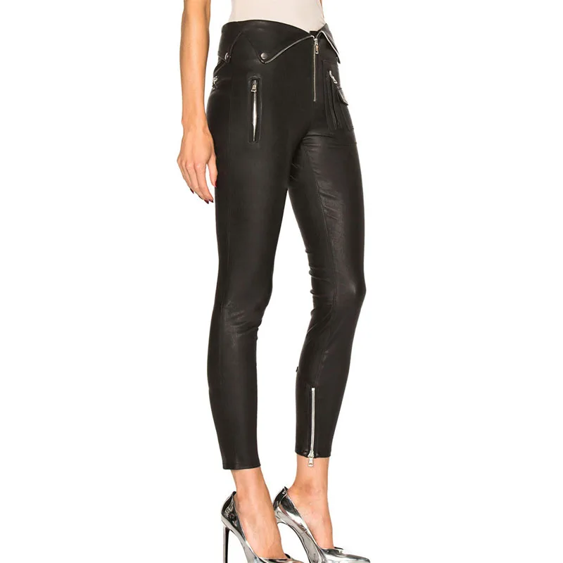 Women Folding Waist PU Washed Leather 