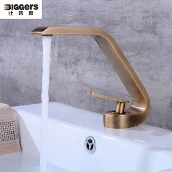 

Free shipping Creative antique bronze finish copper bathroom basin faucet Deck mounted single handle control rotatable design