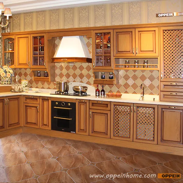 

2016 Free design Customize solid wood kitchen cabinets with solid wood door panel integral ambry OP15-006