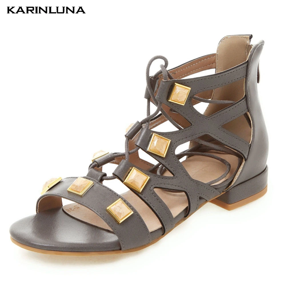 

Karinluna Women Shoes Big Size 33-46 Gladitor Fashion Rivet Party Summer Sandals Shoes Woman