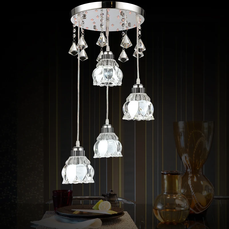 1/3/4 heads lamps Crystal Led pendant lights dining room restaurant creative personality bar hone lighting pendant lamps ZA