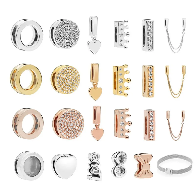 

Original 925 Sterling Silver Reflexion Clip Charm Fits Pandora Charm Bracelet Heart Locket Floating Bead DIY Making Jewelry