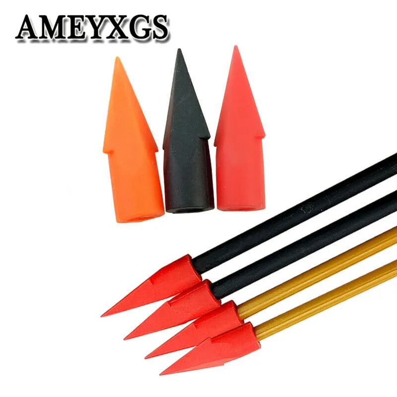10pcs Soft Rubber Arrowheads Blunt Game Archery Target Tips Practice Broadheads 