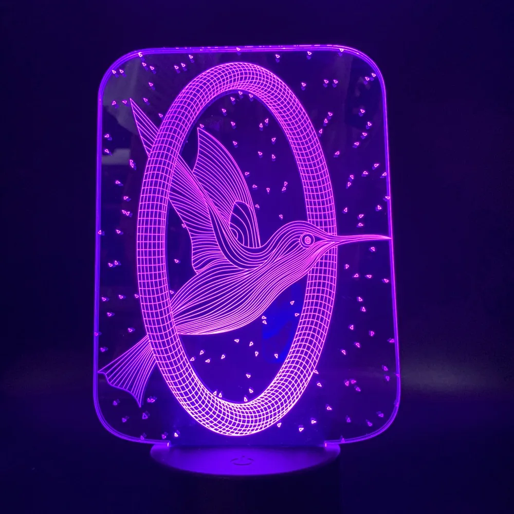 

3D Lamp Movie The Hunger Games 3 Mockingjay Logo Color Changing Touch Switch Nightlight for Home Office Deco Led Night Light
