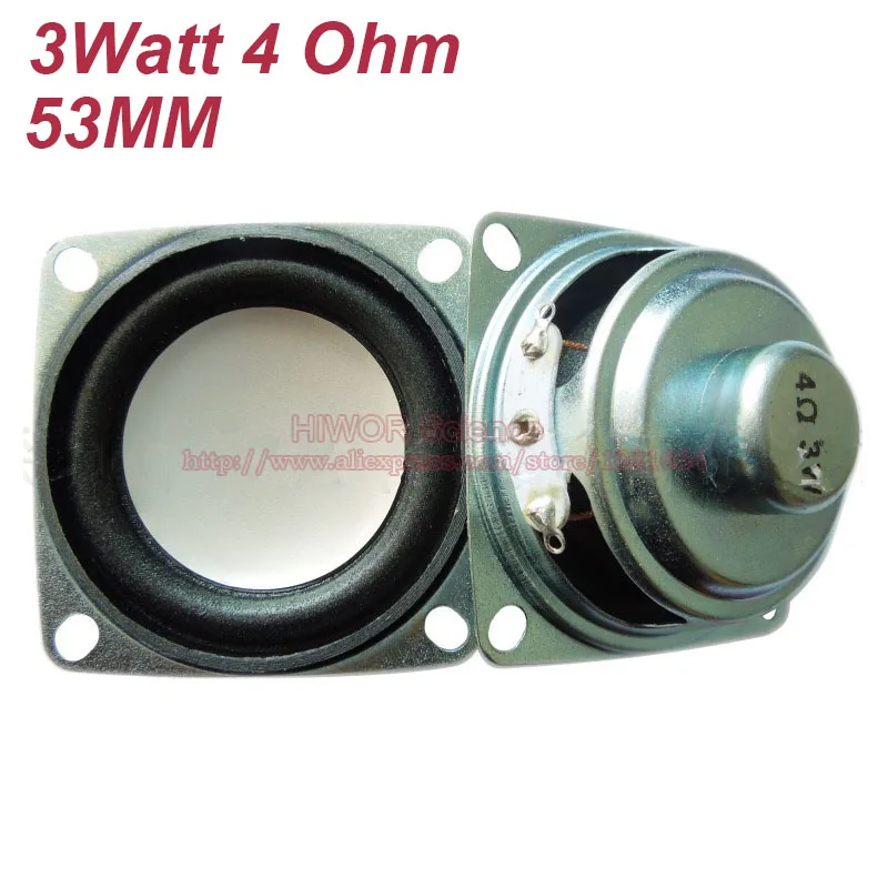 

2pcs 4 Ohm 3W Loudspeaker 53MM Square Running Machine Speaker 18MM Internal Magnetic Foam Edge Silvery Cap Height 26MM