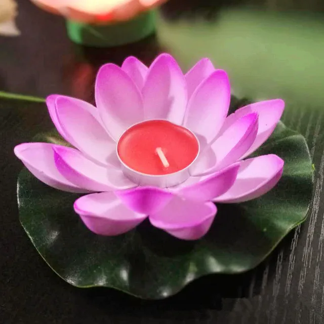 CLAITE Colorful Lotus Water Latern Lamp Floating Wishing Candle Light