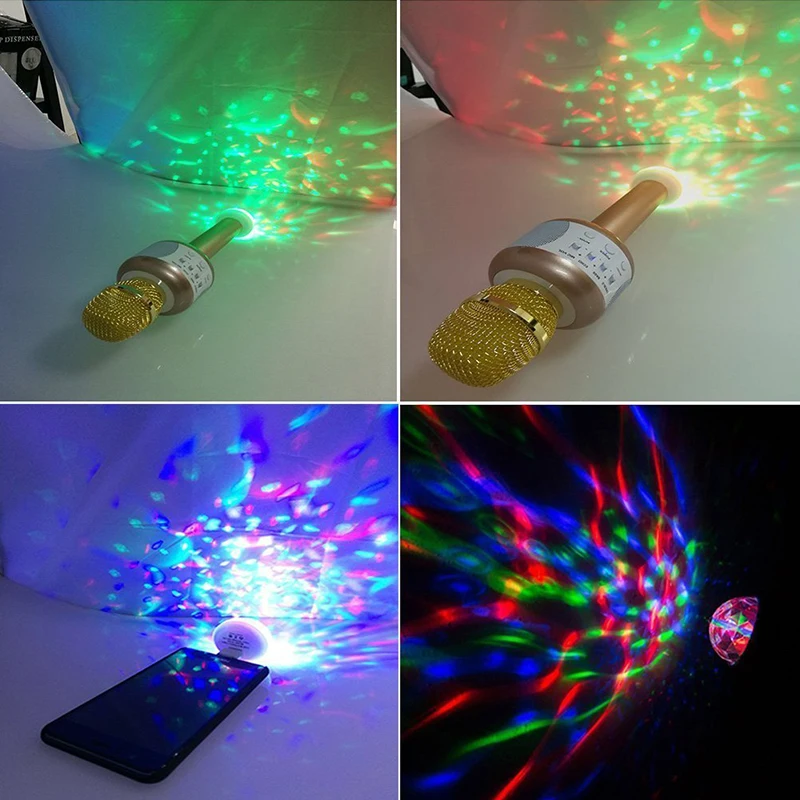 Control de voz pequeña lámpara de bola mágica RGB teléfono móvil usb cristal mágico bola lámpara de escenario 3 w mini colorido dj poco de magia bola
