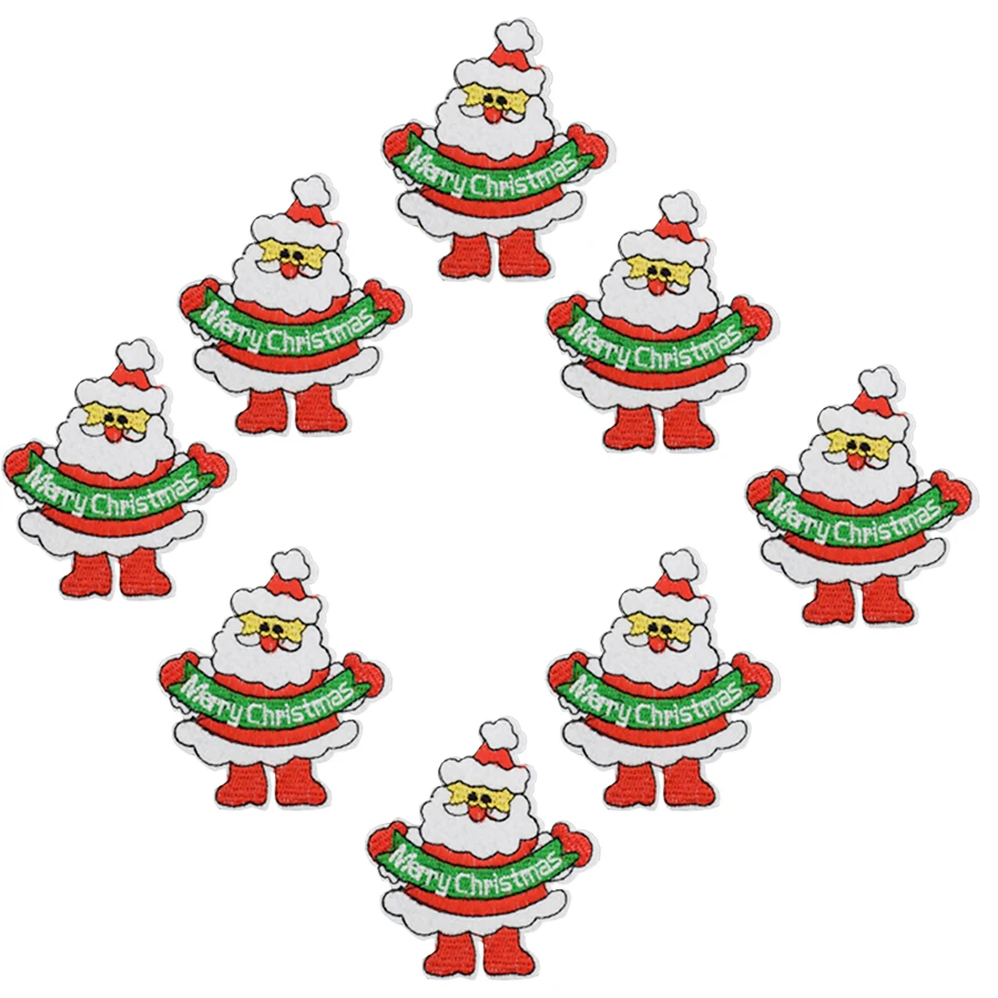 SANTA FATHER CHRISTMAS 8cm Embroidered Sew Iron On Cloth Patch Badge APPLIQUE