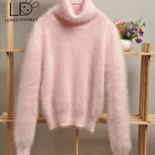 Lovelydonkey норка кашемир женский кашемировый свитер Пуловеры вязаная, с натуральным норковым кашемировое пальто shippingM701