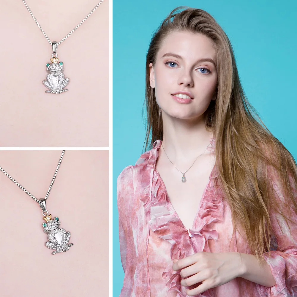 JewelryPalace Frog Modeling 0.1ct Nano Russian Simulated Emeralds Crown Pendant 925 Sterling Silver Jewelry Not Include A Chain