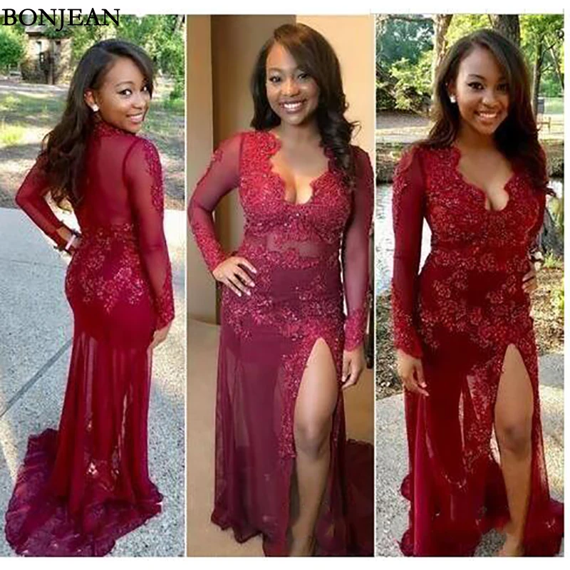 maroon prom dresses 2018