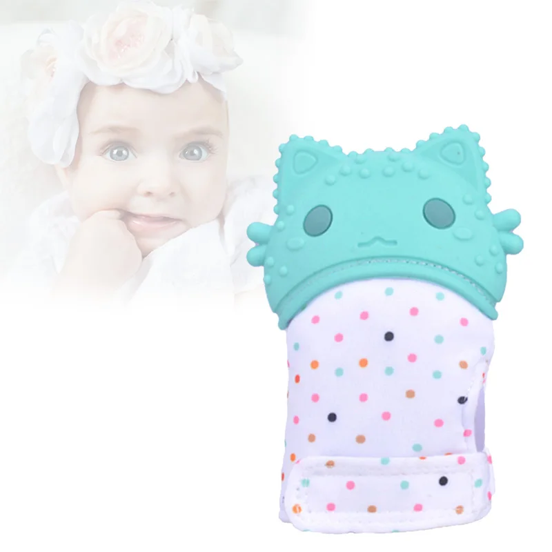 1 Pcs Baby Teething Gloves Teether Toy Food Grade Soft Silicone Teether Kitten Shape Toddlers