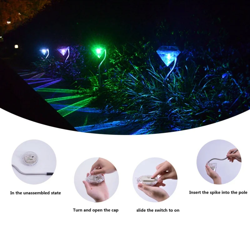 Emissor de Luz Caminho da Lâmpada Impermeável ao ar Lâmpadas de Decoração Luzes de Rua Paisagem da Lâmpada da Lanterna Diodo Solar Jardim Diamante Quintal Livre Gramado 10 Pcs 5 Jardim Diamante Quintal Caminho Da Lâmpada Impermeável