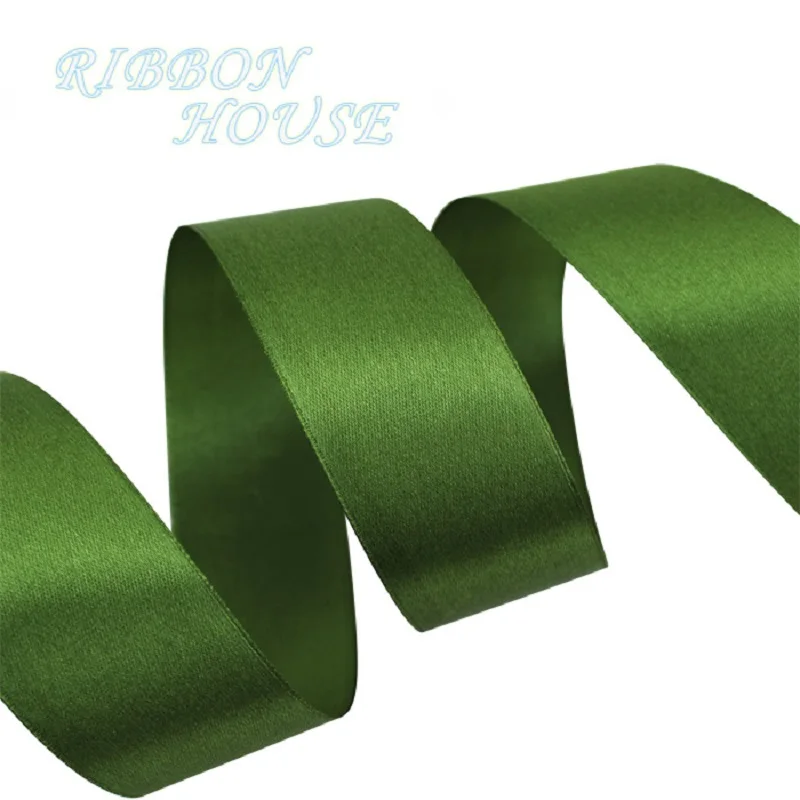 25 ярдов/рулон) 40 мм односторонняя атласная лента ткань тонкая лента для украшения подарков рождественские ленты - Цвет: Армейский зелёный