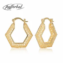 

Geometric Hexagon Texture Hollow Pattern Earrings 2018 New Fashion Earrings For Women Ornaments 25mm ZK40