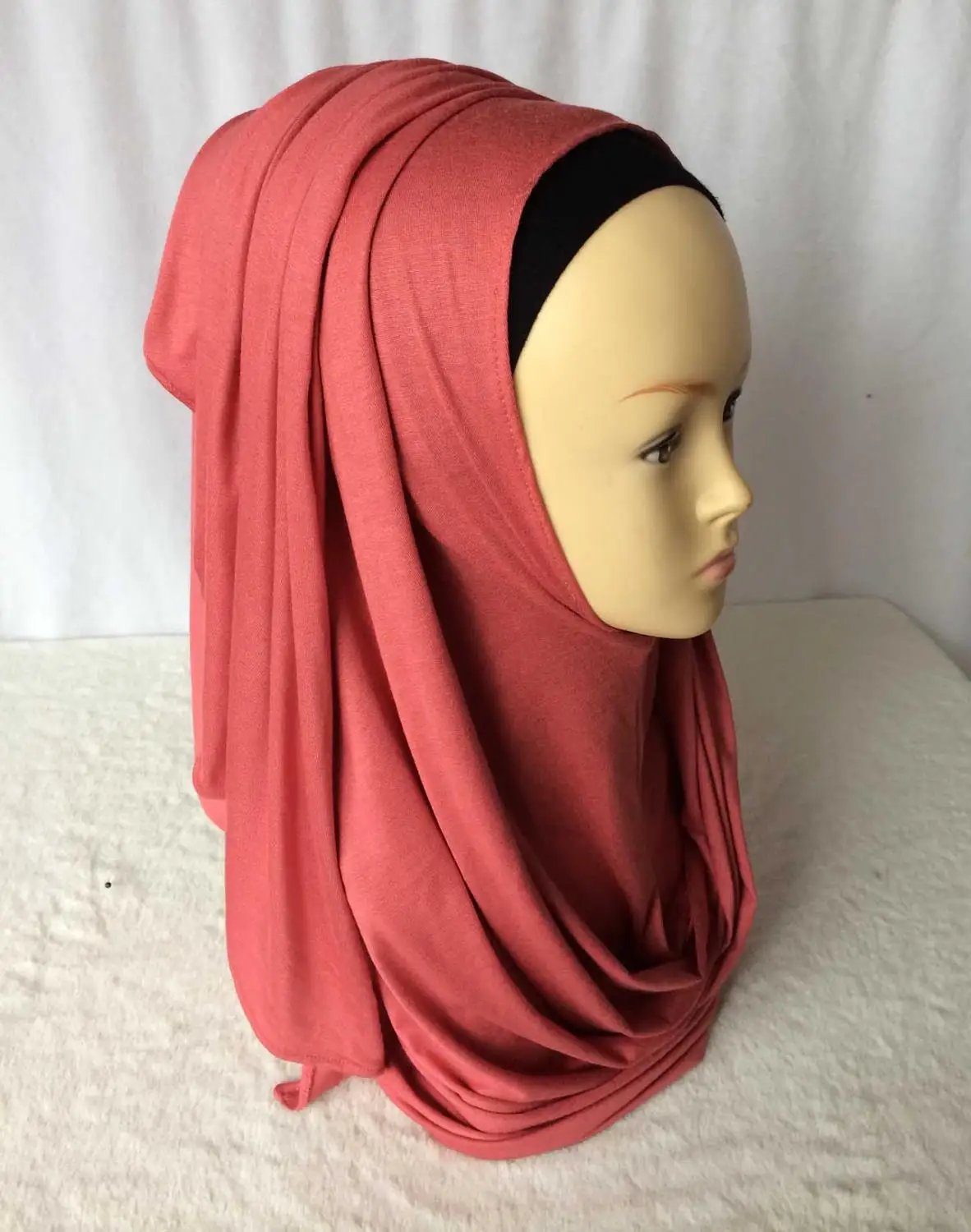 Модные красивые женские мусульманские трикотажные слипоны из хлопка, однотонный шарф, хиджабы Исламская повязка на голову шарфы, шали - Цвет: color 3