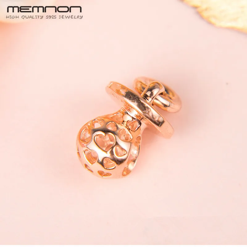 

New rose Dangle Hearts Pacifier Charms fit 100% 925 sterling Silver charm Bracelets Necklaces DIY pendants for jewelry making