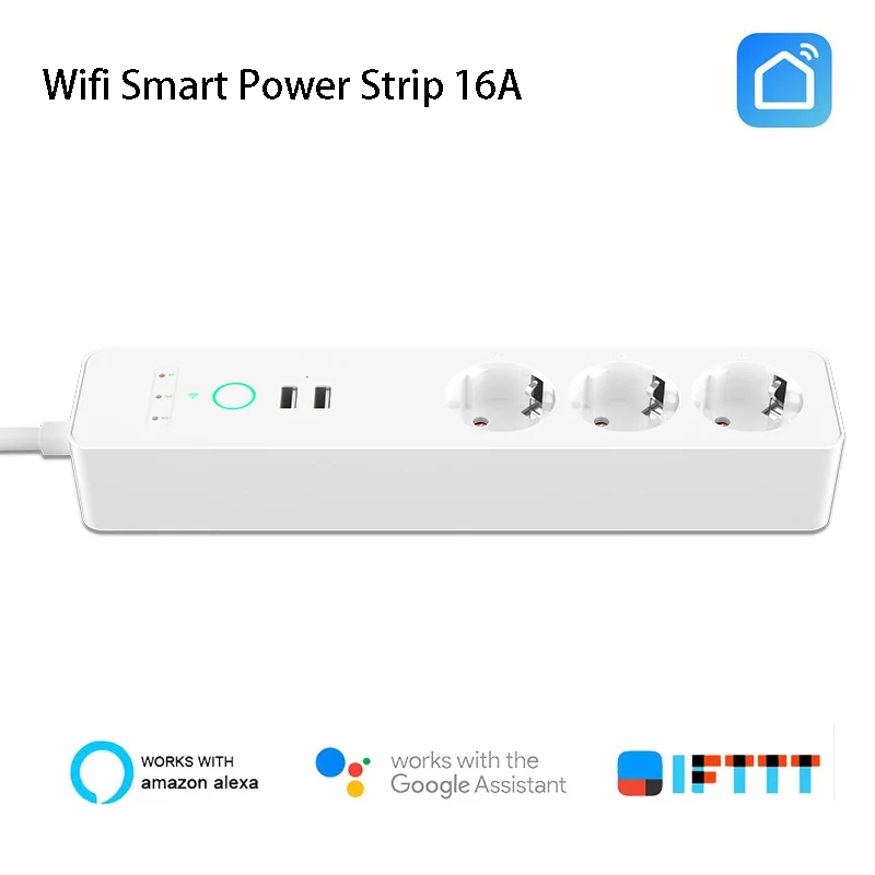

Wifi Smart Power Strip Socket USB EU KR Plug 16A Works With Alexa Google Home Mini IFTTT Smart Life APP
