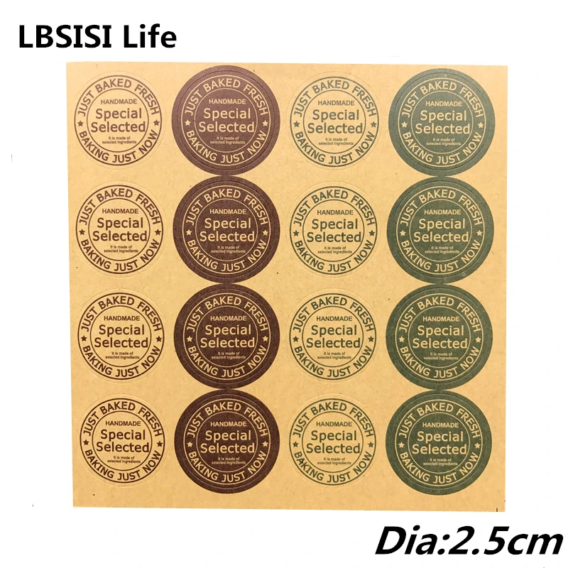 

480pcs Hand Made Round Tag Labels Gift Packing Bag Stickers Birthday Home Decoration Wedding Self Adhesive Kraft Paper Sticker