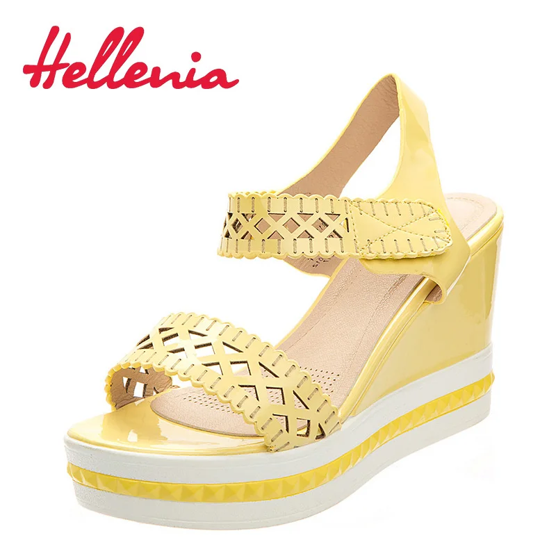 

Hellenia Women Sandal Back Strap wedges Ladies Platform Shoes High Heel Yellow Yong girls Casual Summer Open Toe Footwear