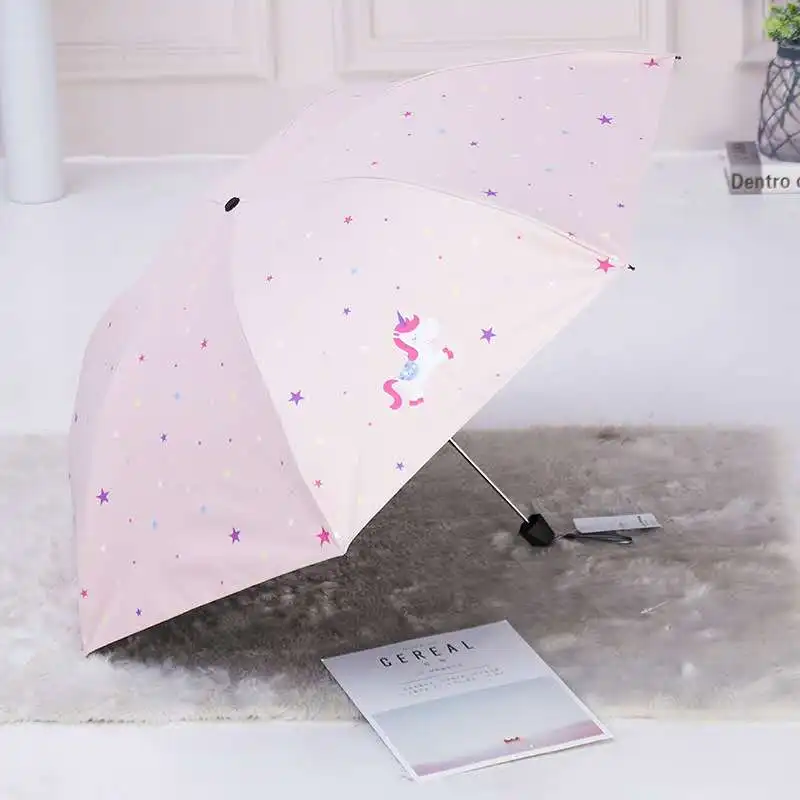 pink Лидер продаж звездное небо Деревянный конь мелкий дождь зонт для защиты от осадков мультфильм милый модные компактный дождевой Шестерни, зонт для взрослых - Цвет: pink