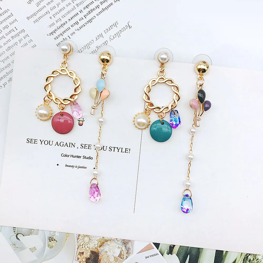 

New Fire Balloon Round Resin Charm Pendant Tassel Fashion Jewelry Sweet Long Earrings For Women