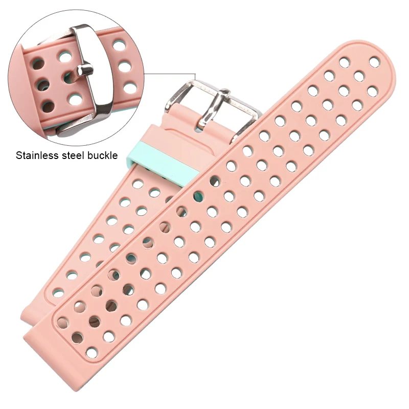 Силиконовый резиновый ремешок для часов, спортивный дышащий браслет для женщин и мужчин, модные двухцветные Ремешки для наручных часов, браслет 18 20 22 24 мм