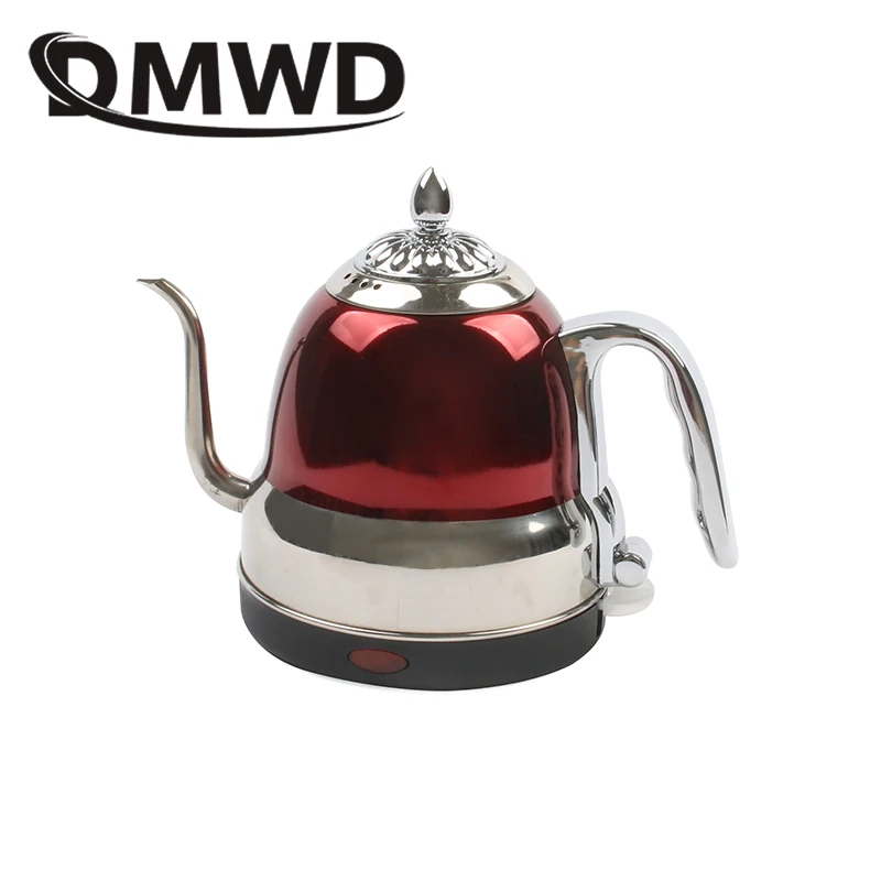 

DMWD Long Spout Mouth Electric Kettle Hot Water Boiler Quick Heating Tea Pot 304 Stainless Steel Drip Boiling Coffee Pot 1.2L EU