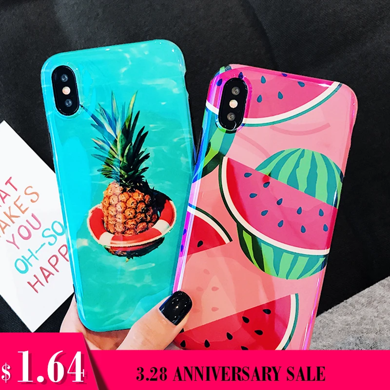 LOVECOM Blu-Ray Cases For iPhone XS Max XR XS X 6 6S 7 8 Plus Cute Summer Fruit Pineapple Watermelon Soft IMD Phone Back Cover LOVECOM Blu-Ray Cases For iPhone XS Max XR XS X 6 6S 7 8 Plus Cute Summer Fruit Pineapple Watermelon Soft IMD Phone Back Cover