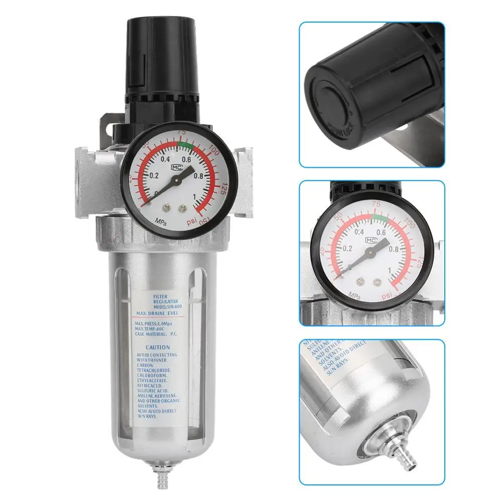 BSP 1/2" Air Filter Regulator Air Compressor Moisture Water Trap Filter