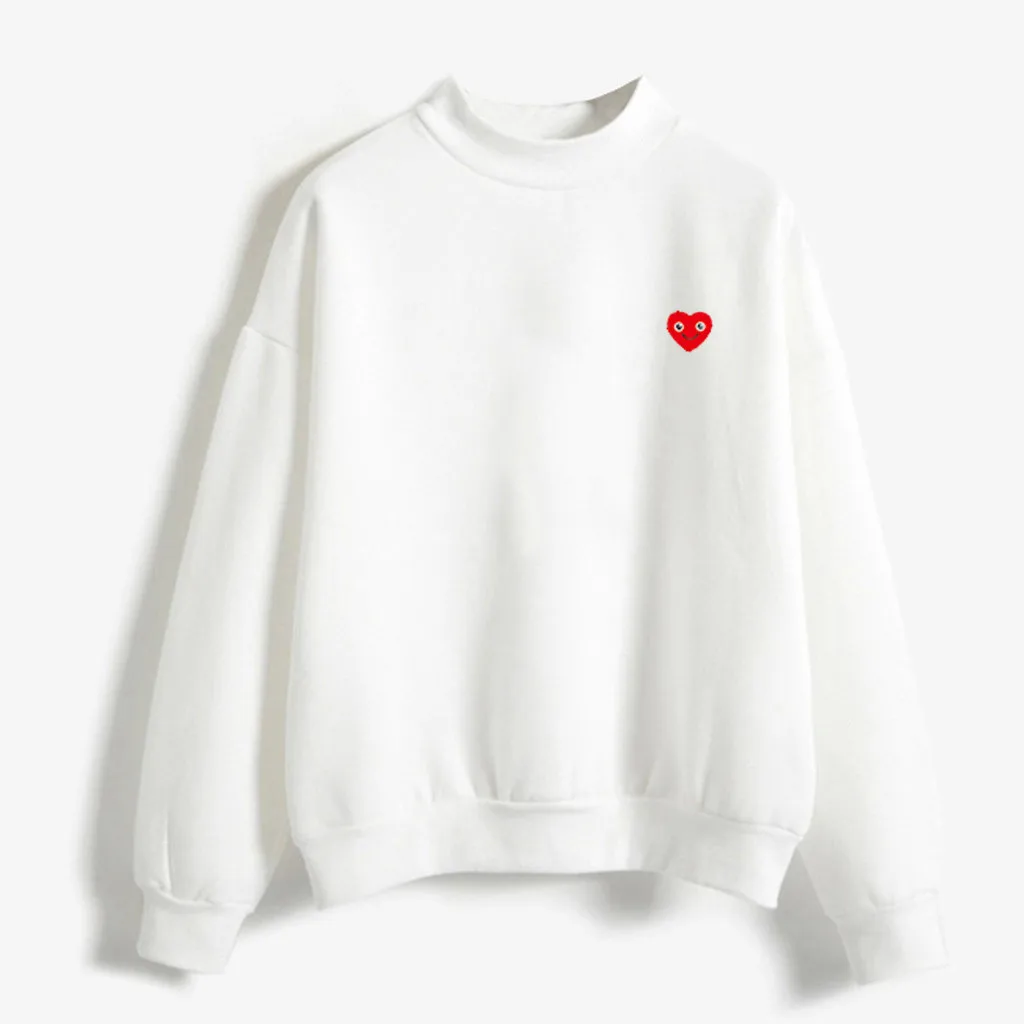 

Women Velvet Sweatshirt O-Neck Solid Color Heart Print Smiley Love Pattern Long Sleeve Plus Pullover Tops womens clothing