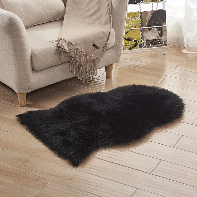 

Multi Color Artificial Sheepskin Rug Imitation Wool Soft Warm Hairy Irregular Area Carpet Washable Bedroo Faux Mat