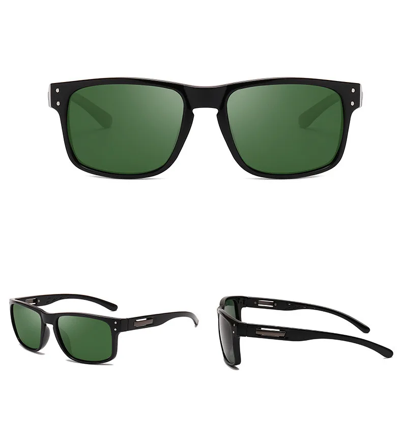 YOOSKE поляризационные солнцезащитные очки, мужские винтажные брендовые дизайнерские классические квадратные солнцезащитные очки для вождения, мужские уличные ретро очки, UV400 - Цвет линз: Зеленый