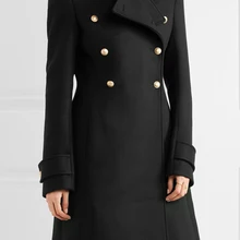 Manteau femme UK Весна Зима Женское модное простое черное шерстяное пальто Женская Длинная Верхняя одежда с двойной грудью abrigos mujer